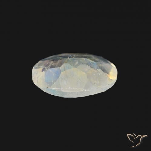 Pierre de lune arc-en-ciel Blanc bleuâtre naturelle ovale, 0.96 ct, Transparent