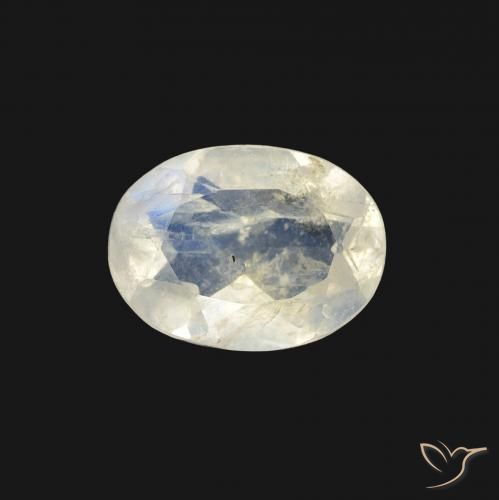 1.04ct Naturel Blanc bleuâtre Pierre de lune arc-en-ciel, ovale, Transparent