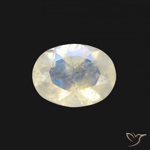 1.23ct Naturel Blanc bleuâtre Pierre de lune arc-en-ciel, ovale, Transparent