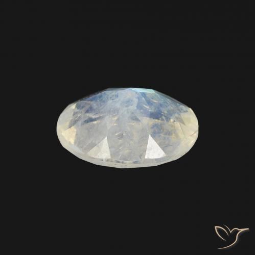 Pierre de lune arc-en-ciel Blanc bleuâtre naturelle ovale, 1.11 ct, Transparent