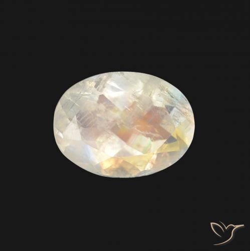 1.21ct Naturel Blanc bleuâtre Pierre de lune arc-en-ciel, ovale, Transparent