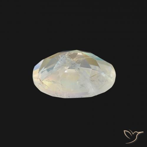 Pierre de lune arc-en-ciel Blanc bleuâtre naturelle ovale, 1.21 ct, Transparent
