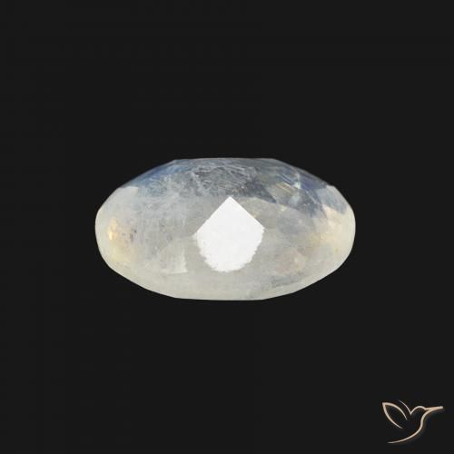 Pierre de lune arc-en-ciel Blanc bleuâtre naturelle ovale, 1.01 ct, Transparent