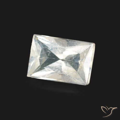 Pierre de lune arc-en-ciel Blanc bleuâtre naturelle Baquette, 0.50 ct, Transparent