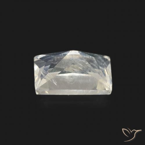 Pierre de lune arc-en-ciel Blanc bleuâtre naturelle Baquette, 0.50 ct, Transparent