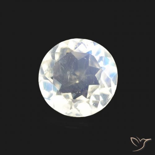 Pierre de lune arc-en-ciel Blanc bleuâtre naturelle Tour, 0.52 ct, Transparent
