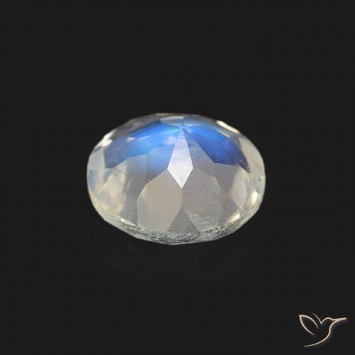 Pierre de lune arc-en-ciel Blanc bleuâtre naturelle Tour, 0.52 ct, Transparent