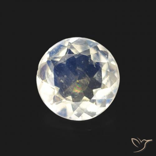 0.54ct Naturel Blanc bleuâtre Pierre de lune arc-en-ciel, Tour, Transparent