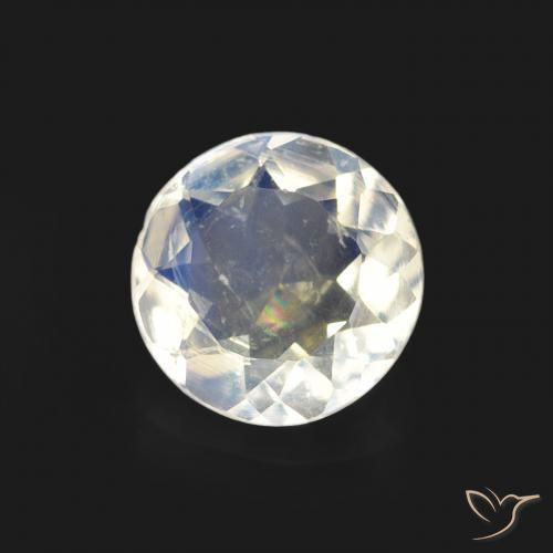Pierre de lune arc-en-ciel Blanc bleuâtre naturelle Tour, 0.54 ct, Transparent