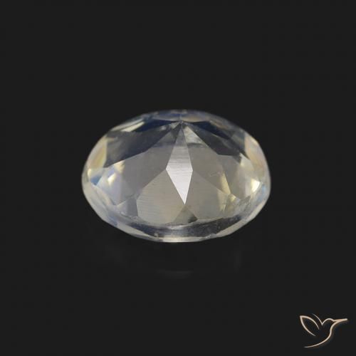 Pierre de lune arc-en-ciel Blanc bleuâtre naturelle Tour, 0.54 ct, Transparent