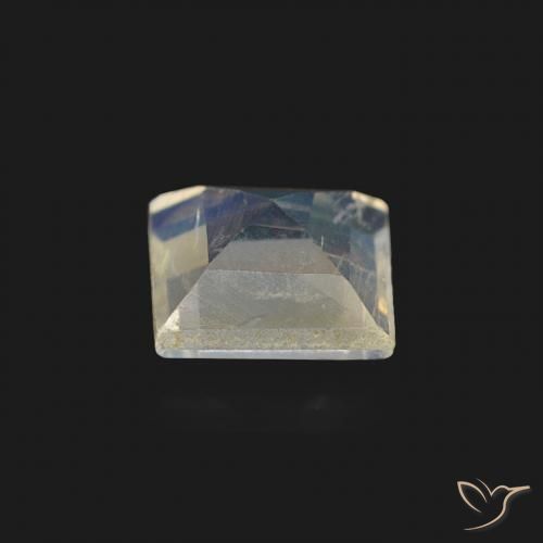 Pierre de lune arc-en-ciel Blanc bleuâtre naturelle Carré, 0.50 ct, Transparent