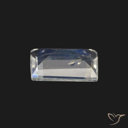 Pierre de lune arc-en-ciel Blanc bleuâtre naturelle Baquette, 0.44 ct, Transparent