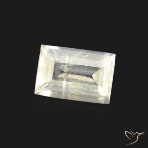 Pierre de lune arc-en-ciel Blanc bleuâtre naturelle Baquette, 0.46 ct, Transparent