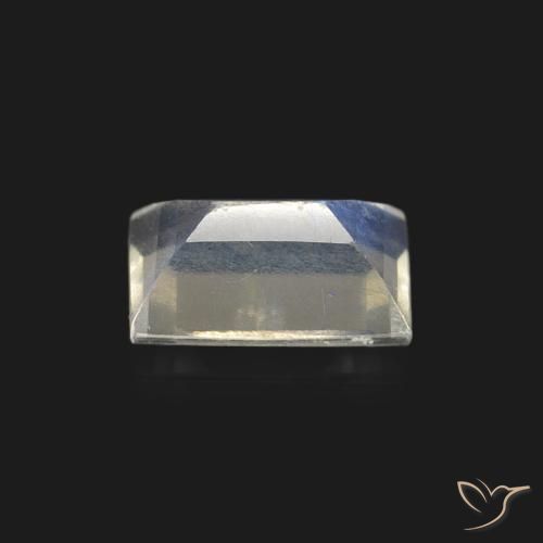 Pierre de lune arc-en-ciel Blanc bleuâtre naturelle Baquette, 0.46 ct, Transparent