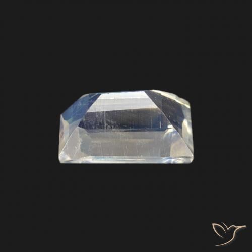 Pierre de lune arc-en-ciel Blanc bleuâtre naturelle Baquette, 0.47 ct, Transparent
