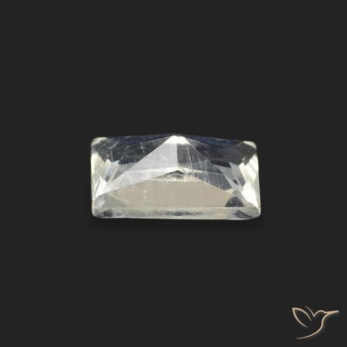 Pierre de lune arc-en-ciel Blanc bleuâtre naturelle Baquette, 0.50 ct, Transparent
