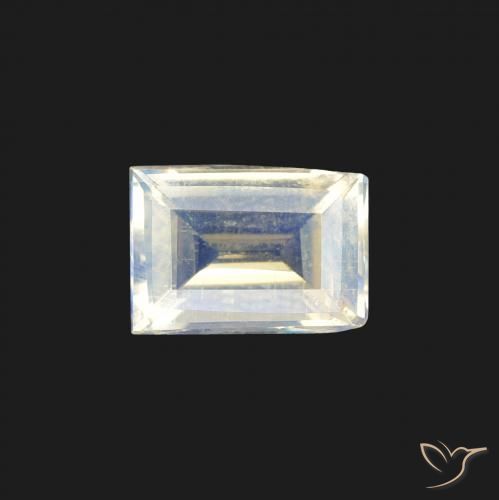 Pierre de lune arc-en-ciel Blanc bleuâtre naturelle Baquette, 0.82 ct, VS