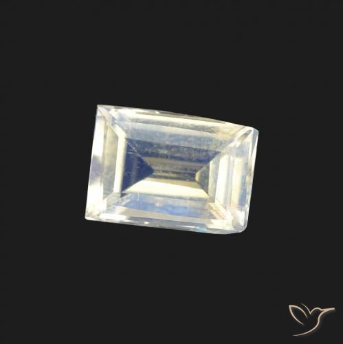 Pierre de lune arc-en-ciel Blanc bleuâtre naturelle Baquette, 0.82 ct, VS