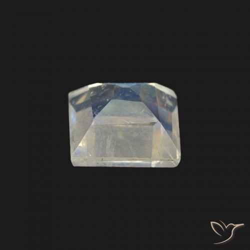 Pierre de lune arc-en-ciel Blanc bleuâtre naturelle Carré, 0.35 ct, Transparent