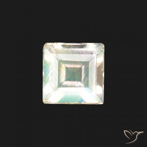 Pierre de lune arc-en-ciel Blanc bleuâtre naturelle Carré, 0.30 ct, Transparent