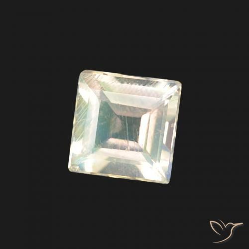 Pierre de lune arc-en-ciel Blanc bleuâtre naturelle Carré, 0.30 ct, Transparent