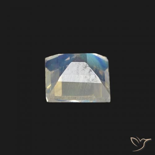 Pierre de lune arc-en-ciel Blanc bleuâtre naturelle Carré, 0.30 ct, Transparent