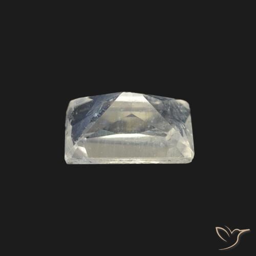 Pierre de lune arc-en-ciel Blanc bleuâtre naturelle Baquette, 0.47 ct, Transparent