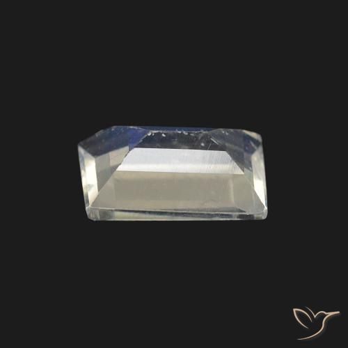 Pierre de lune arc-en-ciel Blanc bleuâtre naturelle Baquette, 0.48 ct, Transparent