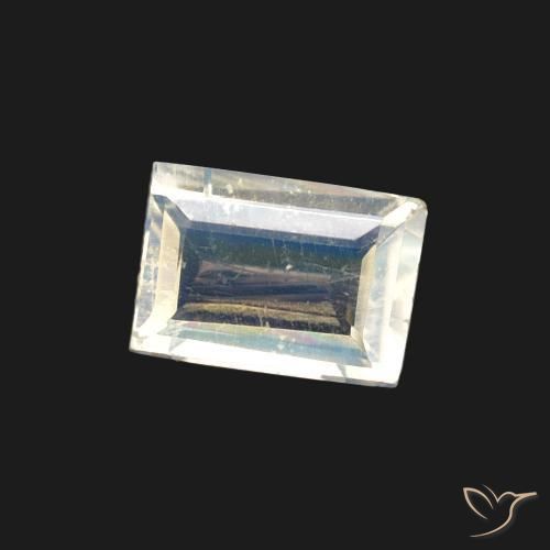 Pierre de lune arc-en-ciel Blanc bleuâtre naturelle Baquette, 0.40 ct, Transparent