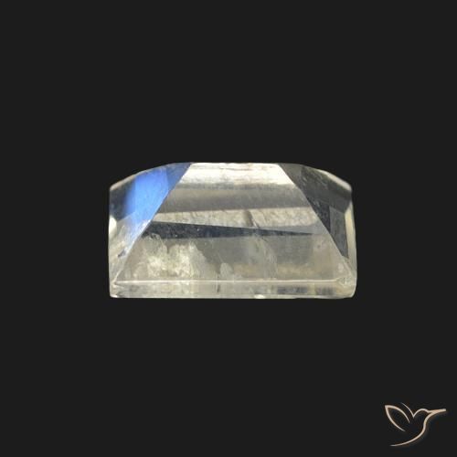 Pierre de lune arc-en-ciel Blanc bleuâtre naturelle Baquette, 0.59 ct, Transparent