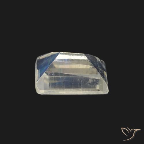 Pierre de lune arc-en-ciel Blanc bleuâtre naturelle Baquette, 0.45 ct, Transparent