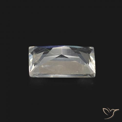 Pierre de lune arc-en-ciel Blanc bleuâtre naturelle Baquette, 0.43 ct, Transparent