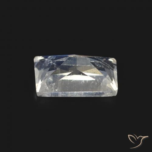 Pierre de lune arc-en-ciel Blanc bleuâtre naturelle Baquette, 0.45 ct, Transparent