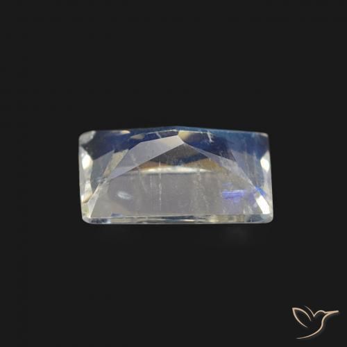 Pierre de lune arc-en-ciel Blanc bleuâtre naturelle Baquette, 0.46 ct, Transparent