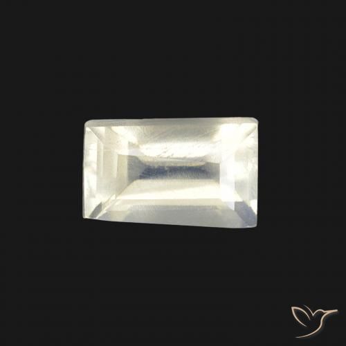 Pierre de lune arc-en-ciel Blanc bleuâtre naturelle Baquette, 0.53 ct, Transparent