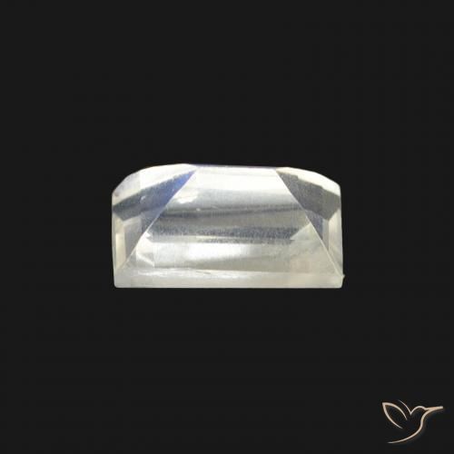 Pierre de lune arc-en-ciel Blanc bleuâtre naturelle Baquette, 0.53 ct, Transparent