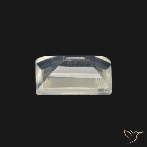 Pierre de lune arc-en-ciel Blanc bleuâtre naturelle Baquette, 0.72 ct, Transparent