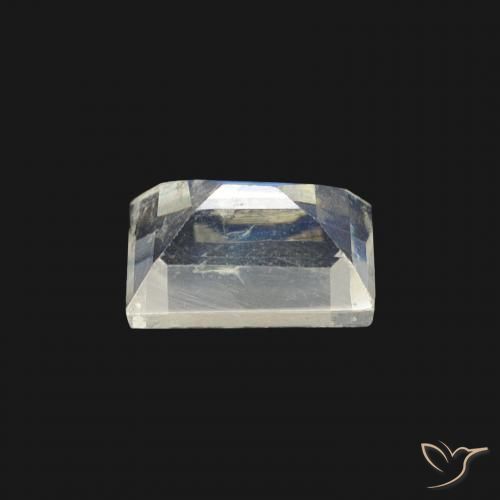 Pierre de lune arc-en-ciel Blanc bleuâtre naturelle Baquette, 0.57 ct, Transparent
