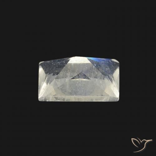 Pierre de lune arc-en-ciel Blanc bleuâtre naturelle Baquette, 0.54 ct, Transparent