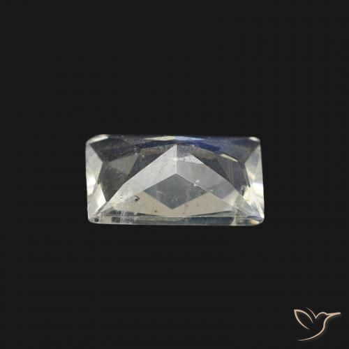 Pierre de lune arc-en-ciel Blanc bleuâtre naturelle Baquette, 0.40 ct, Transparent