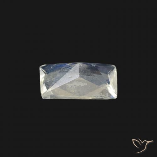 Pierre de lune arc-en-ciel Blanc bleuâtre naturelle Baquette, 0.37 ct, Transparent
