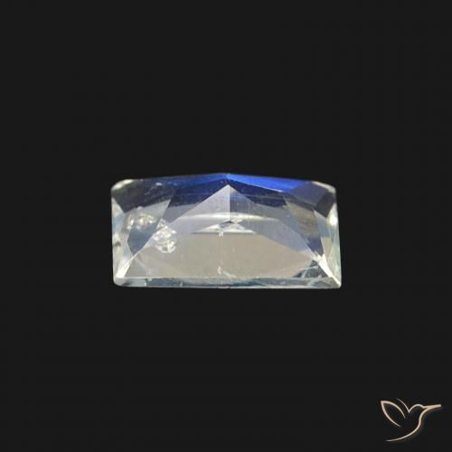 Pierre de lune arc-en-ciel Blanc bleuâtre naturelle Baquette, 0.45 ct, Transparent