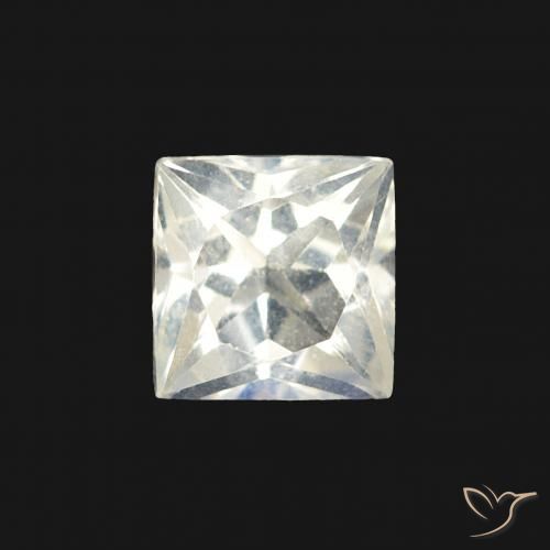 0.36ct Naturel Blanc bleuâtre Pierre de lune arc-en-ciel, Carré, Transparent