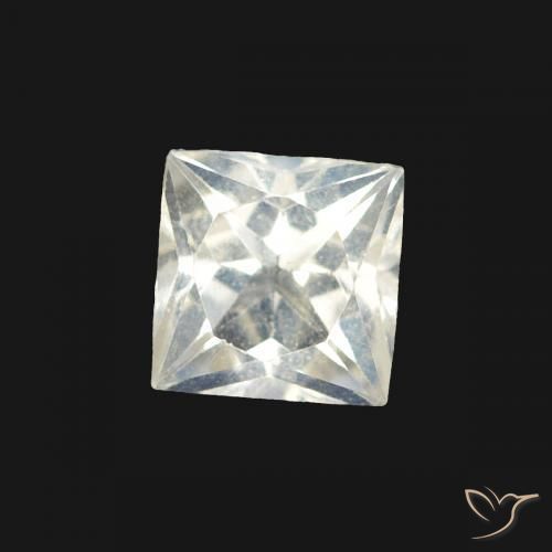 Pierre de lune arc-en-ciel Blanc bleuâtre naturelle Carré, 0.36 ct, Transparent