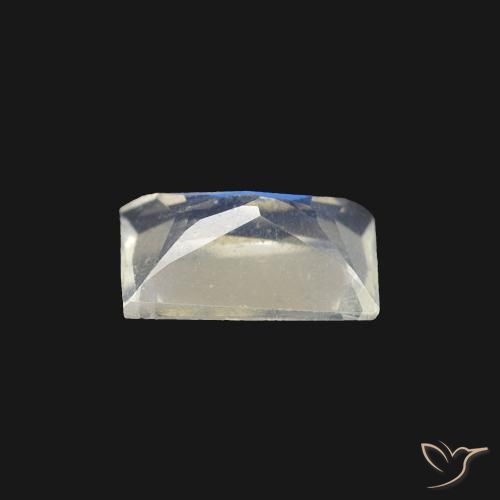 Pierre de lune arc-en-ciel Blanc bleuâtre naturelle Baquette, 0.45 ct, Transparent