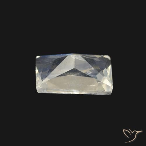 Pierre de lune arc-en-ciel Blanc bleuâtre naturelle Baquette, 0.50 ct, Transparent