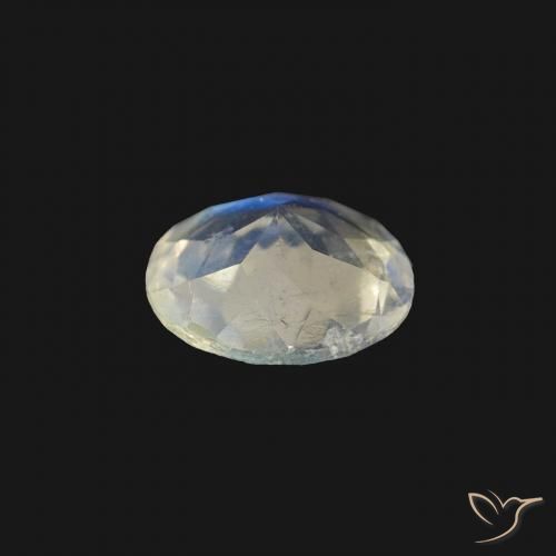Pierre de lune arc-en-ciel Blanc bleuâtre naturelle Coupe roude, 0,40 ct, Transparent