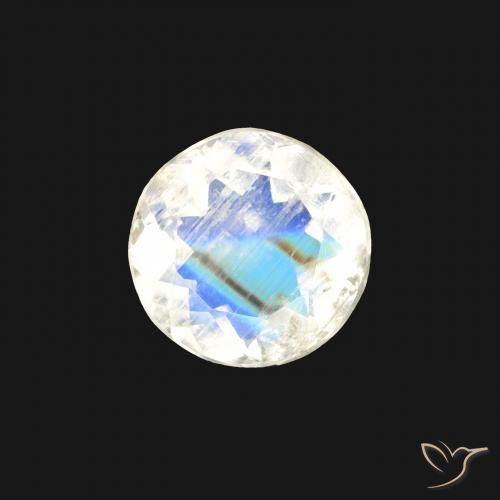0.46ct Naturel Blanc bleuâtre Pierre de lune arc-en-ciel, Tour, Transparent