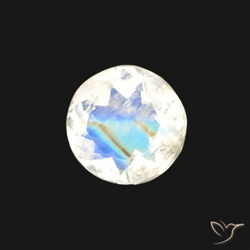 Pierre de lune arc-en-ciel Blanc bleuâtre naturelle Tour, 0.46 ct, Transparent