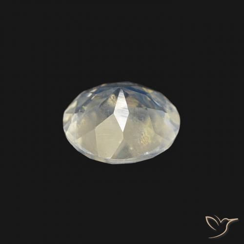 Pierre de lune arc-en-ciel Blanc bleuâtre naturelle Tour, 0.46 ct, Transparent